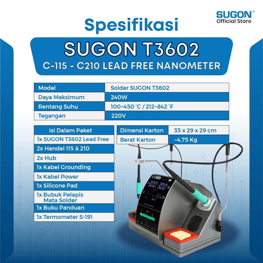 SOLDER STATION SUGON T3602 C-115-C-210 - Gambar 2